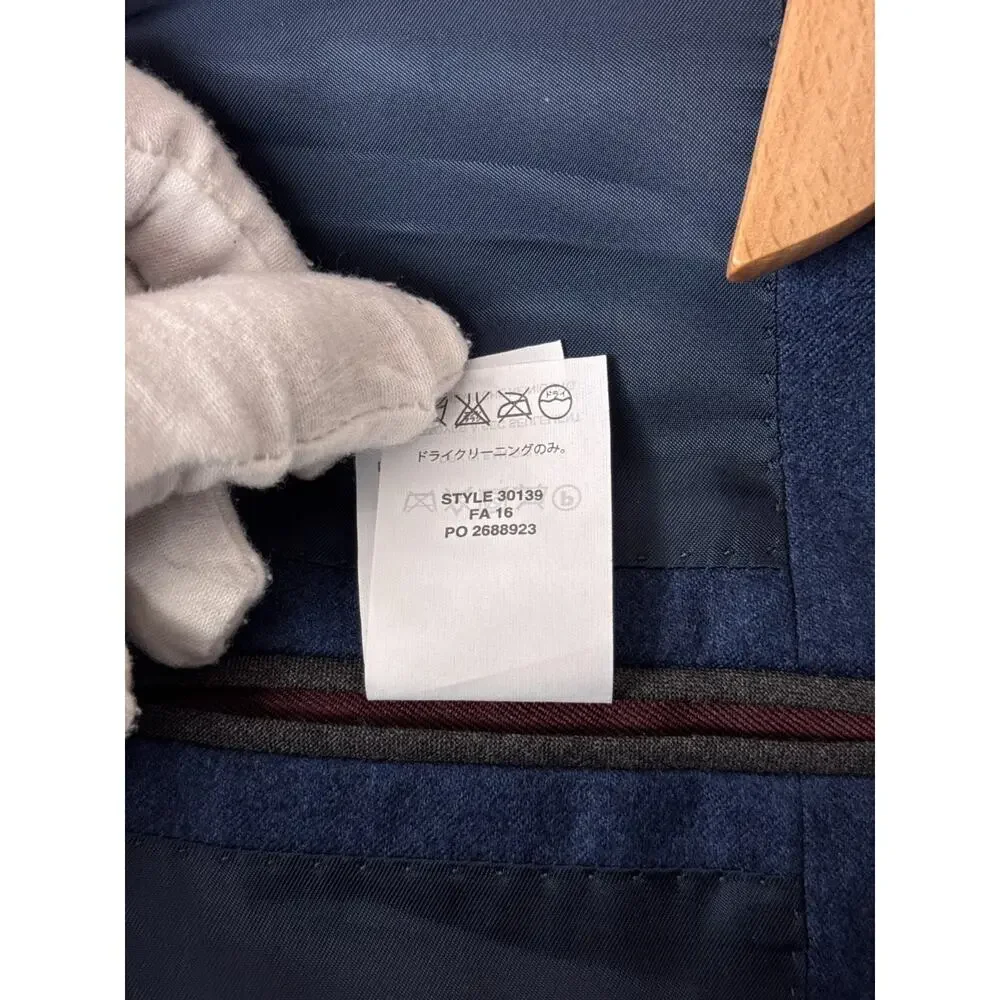 J Crew Ludlow Blazer 42L Mens Blue Italian Wool Flannel Suit Sport Jacket